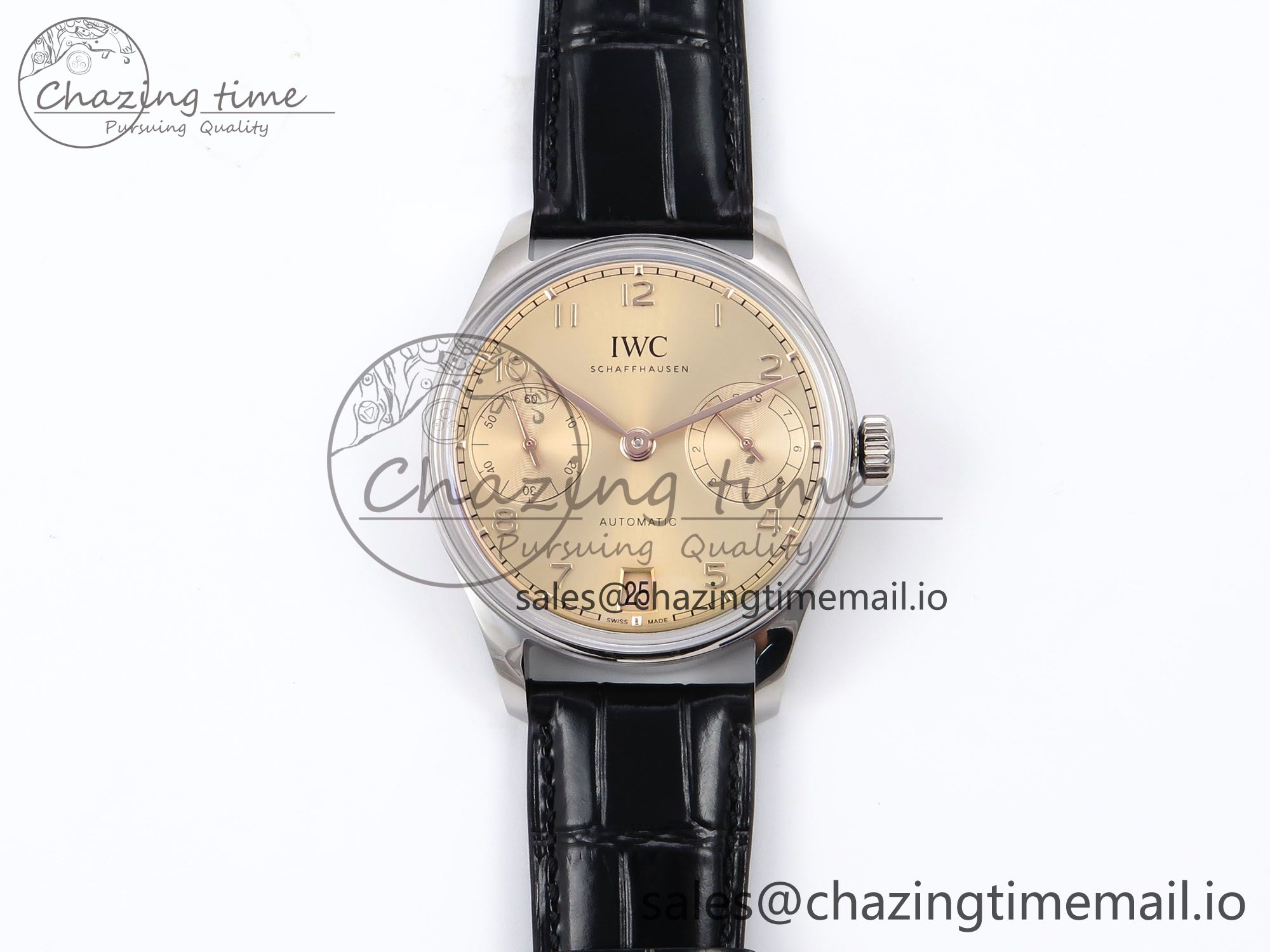 [APS공장]IWC 포르투기저 오토매틱 42미리 IW502705 로골다이얼 블랙가죽스트랩 Portugieser Automatic SS IW501705  RG Dial on Black Leather Strap A52011