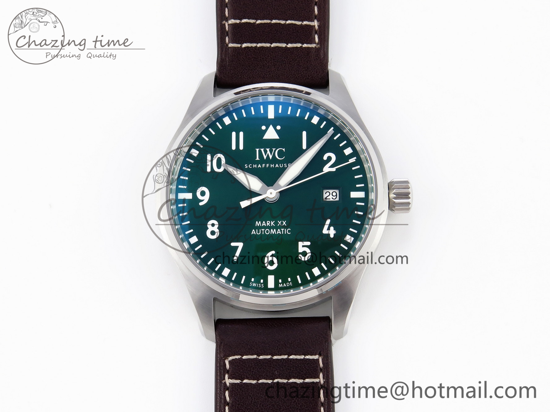 [ZF공장]IWC파일럿 마크20 그린다이얼 브라운가죽스트랩 Pilot Mark XX IW328205 Green Dial on Brown Leather Strap A32111