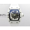 [ZF공장]RM055 Ti White Ceramic ZF 1:1 Best Edition Skeleton Dial on White Rubber Strap NH05A