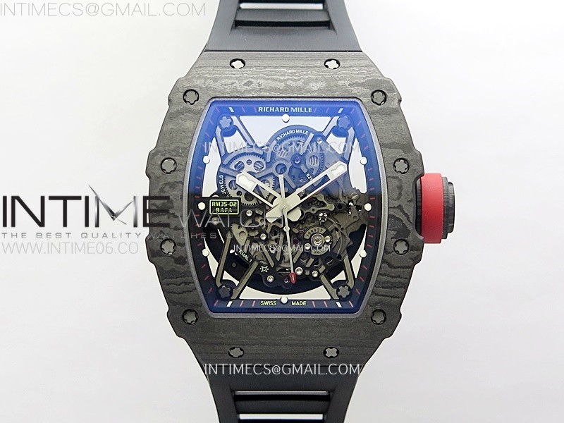 [ZF공장]RM035-02 Real NTPT ZF All in one movement 1:1 Best Edition Skeleton Dial on Black Rubber Strap