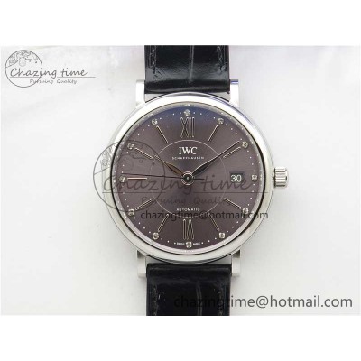 [V7공장]IWC Portofino 37mm Gray Dial on Black Leather Strap A2892