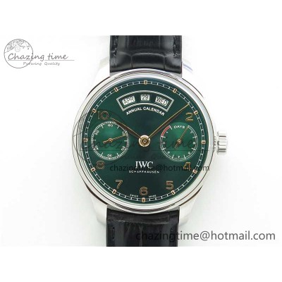 [ZF공장]ZF IWC 포르투기저 애뉴얼 캘린더 Portuguese Real PR Real Annual Calendar IW503510 Green Dial on Black Leather Strap A52850