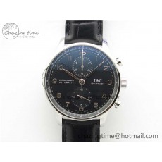 [ZF공장]IWC포르투기즈 3716  Portuguese Chrono IW371609 Black Dial on Black Leather Strap A69355