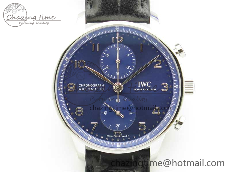 [ZF공장]IWC포르투기즈 3716 Portuguese Chrono IW371606 Blue Dial on Black Leather Strap A69355