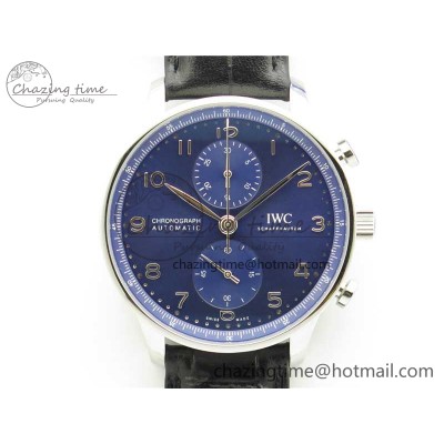 [ZF공장]IWC포르투기즈 3716 Portuguese Chrono IW371606 Blue Dial on Black Leather Strap A69355