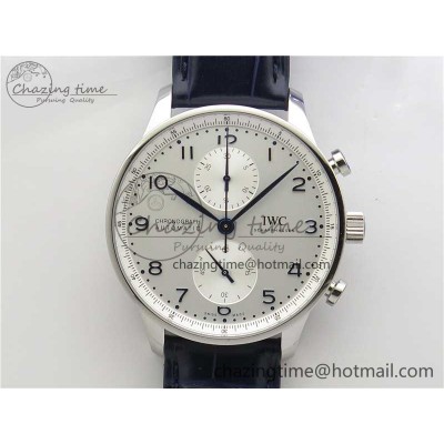 [ZF공장]IWC포르투기즈 3716 Portuguese Chrono IW371605 White Dial on Black Leather Strap A69355