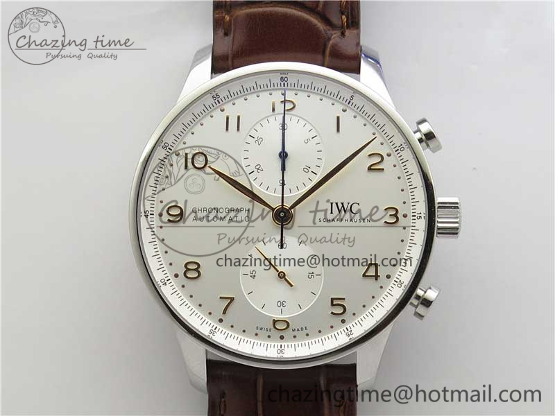 [ZF공장]IWC포르투기즈 3716 Portuguese Chrono IW371604 White Dial on Brown Leather Strap A69355