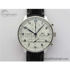 [ZF공장]IWC Portugieser Chronograph Edition “150 Years” IW371602  White Dial on Black Leather Strap A7750