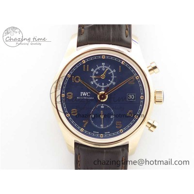 [ZF공장]IWC Portugieser Chrono Classic 42 IW390406 RG Blue Dial on Brown Leather Strap A7750