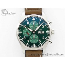 [ZF공장]IWC Pilot Chrono IW377726 Green Dial on Brown Leather Strap A7750