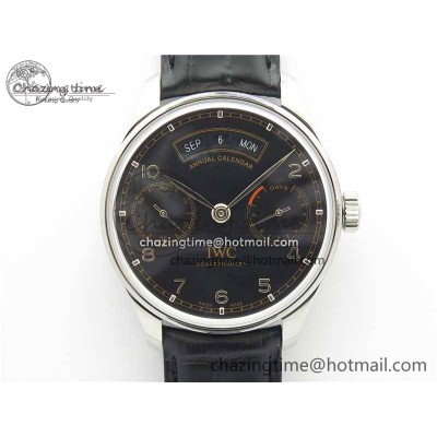 [ZF공장]IWC Portuguese Real PR Real Annual Calendar IW503502 Black Dial Steel Markers on Black Leather Strap A52850