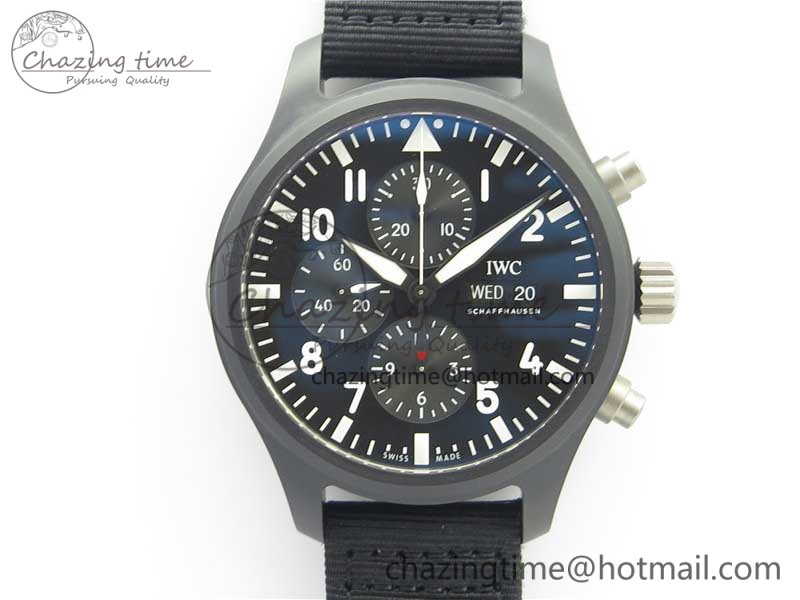 [ZF공장]IWC 2019 New TOP GUN IW389101 Real Ceramic  Black Nylon Strap A7750