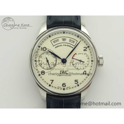 [ZF공장]IWC Portuguese Real PR Real Annual Calendar IW5035 White Dial Blue Markers on Blue Leather Strap A52850
