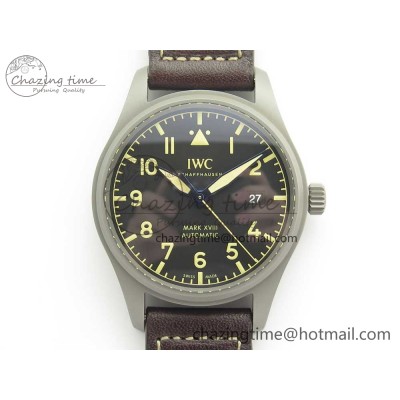[M+공장]마크18IWC Mark XVIII IW327006 Titanium Black Dial on Brown Leather Strap A35111