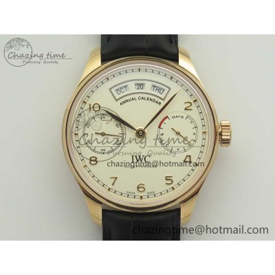 [ZF공장]IWC Portuguese Real PR Real Annual Calendar IW503501 White Dial on Black Leather Strap A52850