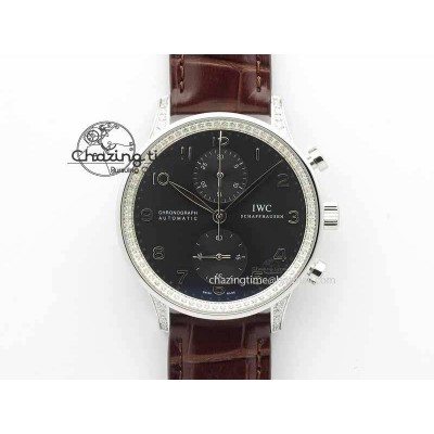 [ZF공장]IWC Portuguese IW3714 Diam Gray Dial On Brown Leather Strap A79350