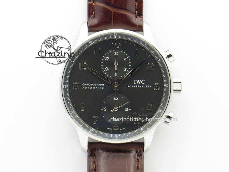[ZF공장]IWC Portuguese Chrono IW371431 Gray Dial On Brown Leather Strap A79350