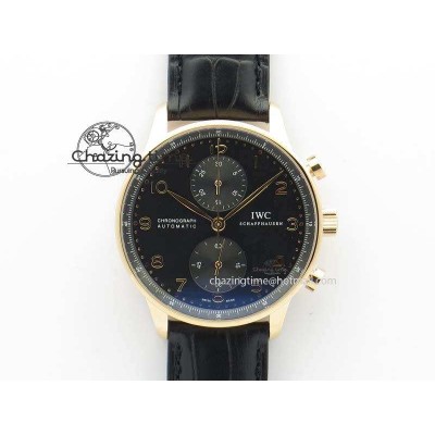 [ZF공장]IWC Portuguese Chrono RG IW371415 Black Dial On Black Leather Strap A79350