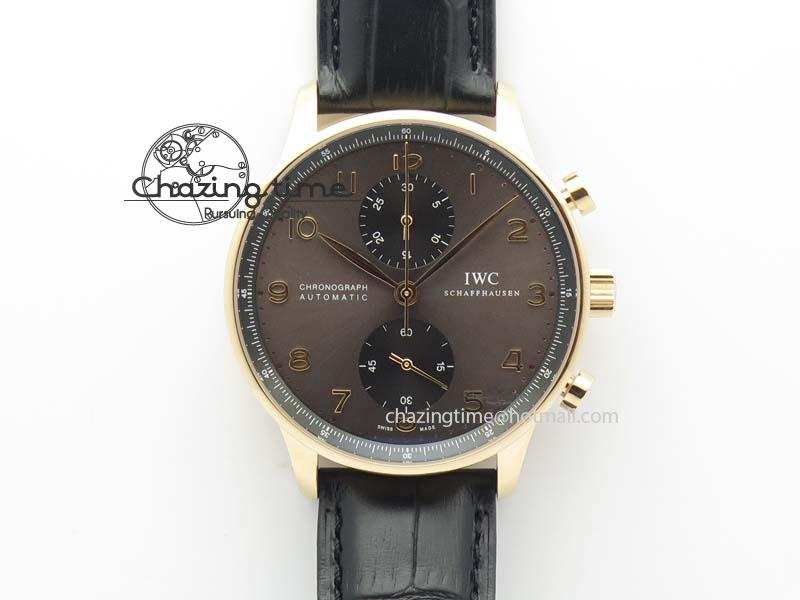 [ZF공장]IWC Portuguese IW371482 RG Gray Dial Gold Markers On Black Leather Strap A79350