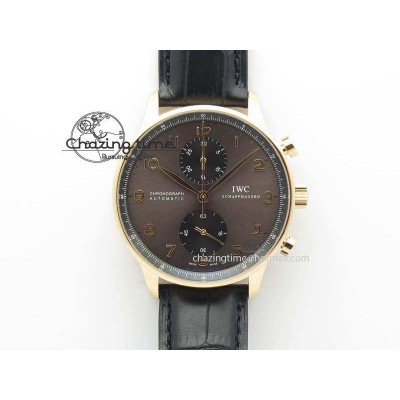 [ZF공장]IWC Portuguese IW371482 RG Gray Dial Gold Markers On Black Leather Strap A79350