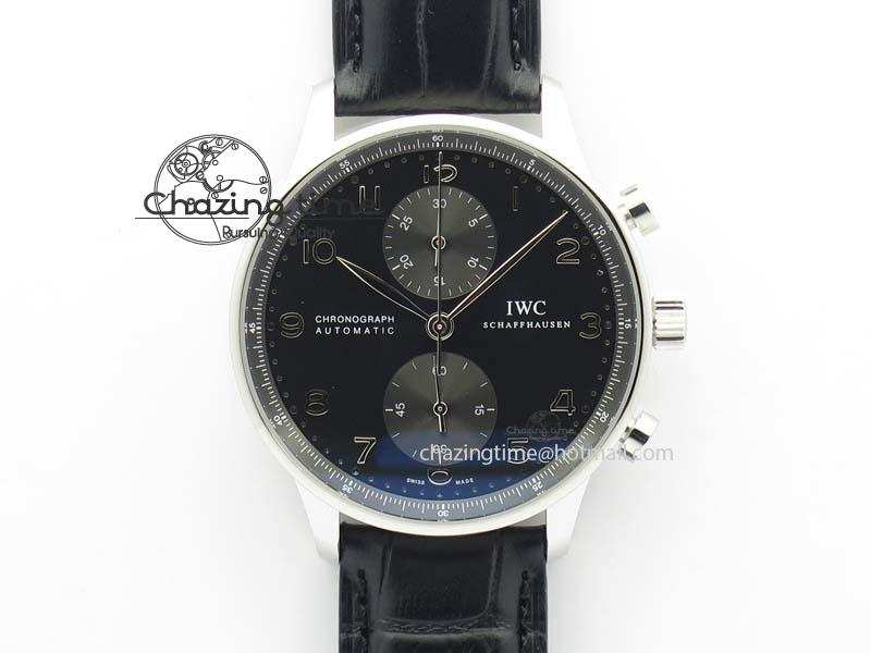[ZF공장]IWC Portuguese IW371447 Black Dial On Black Leather Strap A79350