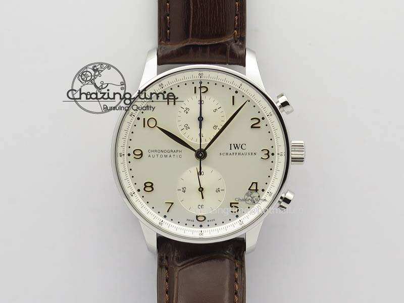 [ZF공장]IWC Portuguese IW371445 White Dial Gold Markers On Brown Leather Strap A79350