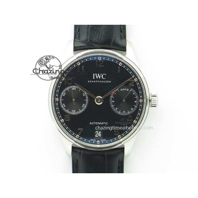 [ZF공장]IWC Portuguese Real PR IW500109 Black Dial On Black Leather Strap A52010