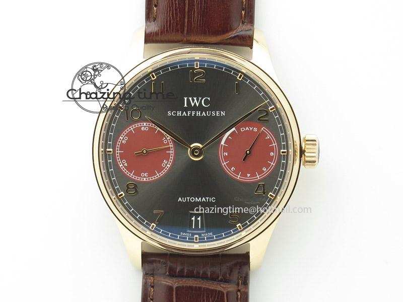 [ZF공장]IWC Portuguese Real PR IW500127 RG Grey/Red Dial On Brown Leather Strap A52010