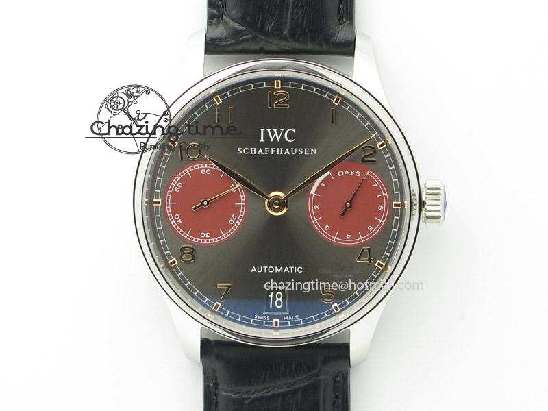 [ZF공장]IWC Portuguese Real PR IW500127 Gray/Red Dial On Black Leather Strap A52010