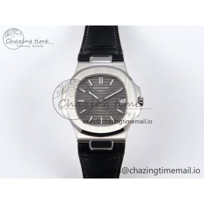 [3K공장]파텍필립 Nautilus 5711 Gray Textured Dial on Black Leather Strap A324 Super Clone