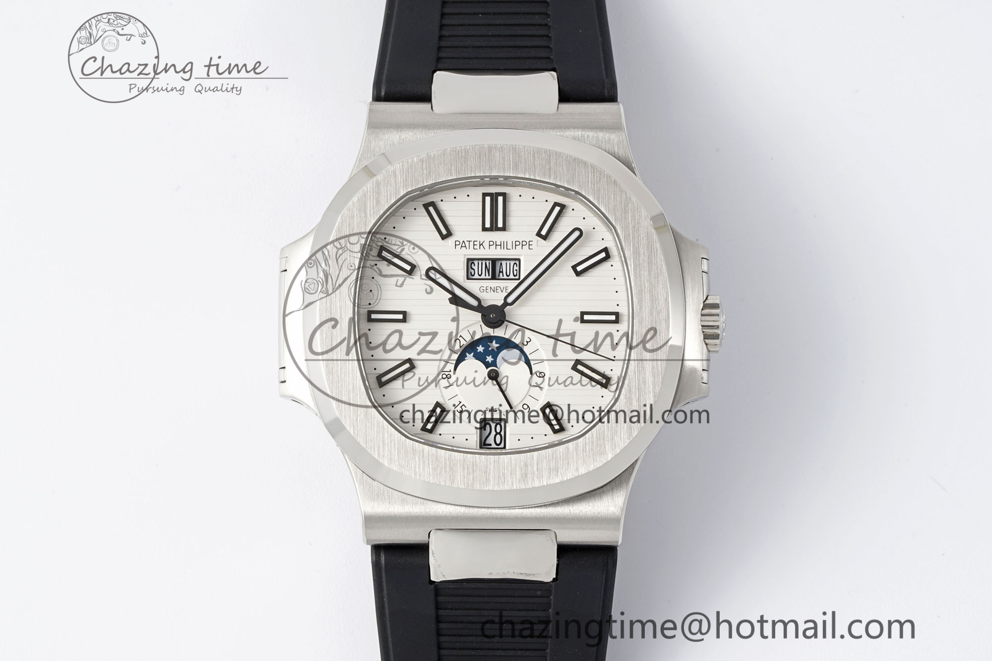 [PPF공장]파텍필립 Nautilus 5726 Complicated White Textured Dial on Black Rubber Strap A324