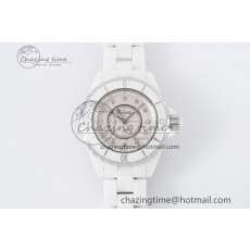 [XF공장]샤넬 J13 33mm White Korea Ceramic Pink No Date Diamonds Dial on Bracelet Swiss Quartz