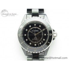 [BV공장]샤넬 J12 38mm  Black Korea Ceramic Black Dial Crystal Markers on Bracelet Calibre 12.1