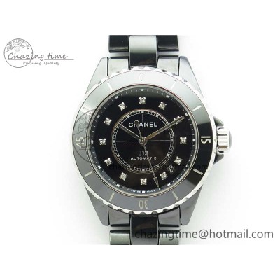 [BV공장]샤넬 J12 38mm  Black Korea Ceramic Black Dial Crystal Markers on Bracelet Calibre 12.1