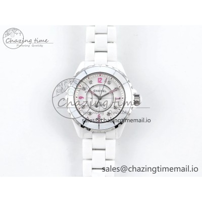 [EAST공장]샤넬 J13 38mm White Ceramic Pink Dial Diamonds Makers on Bracelet A2892