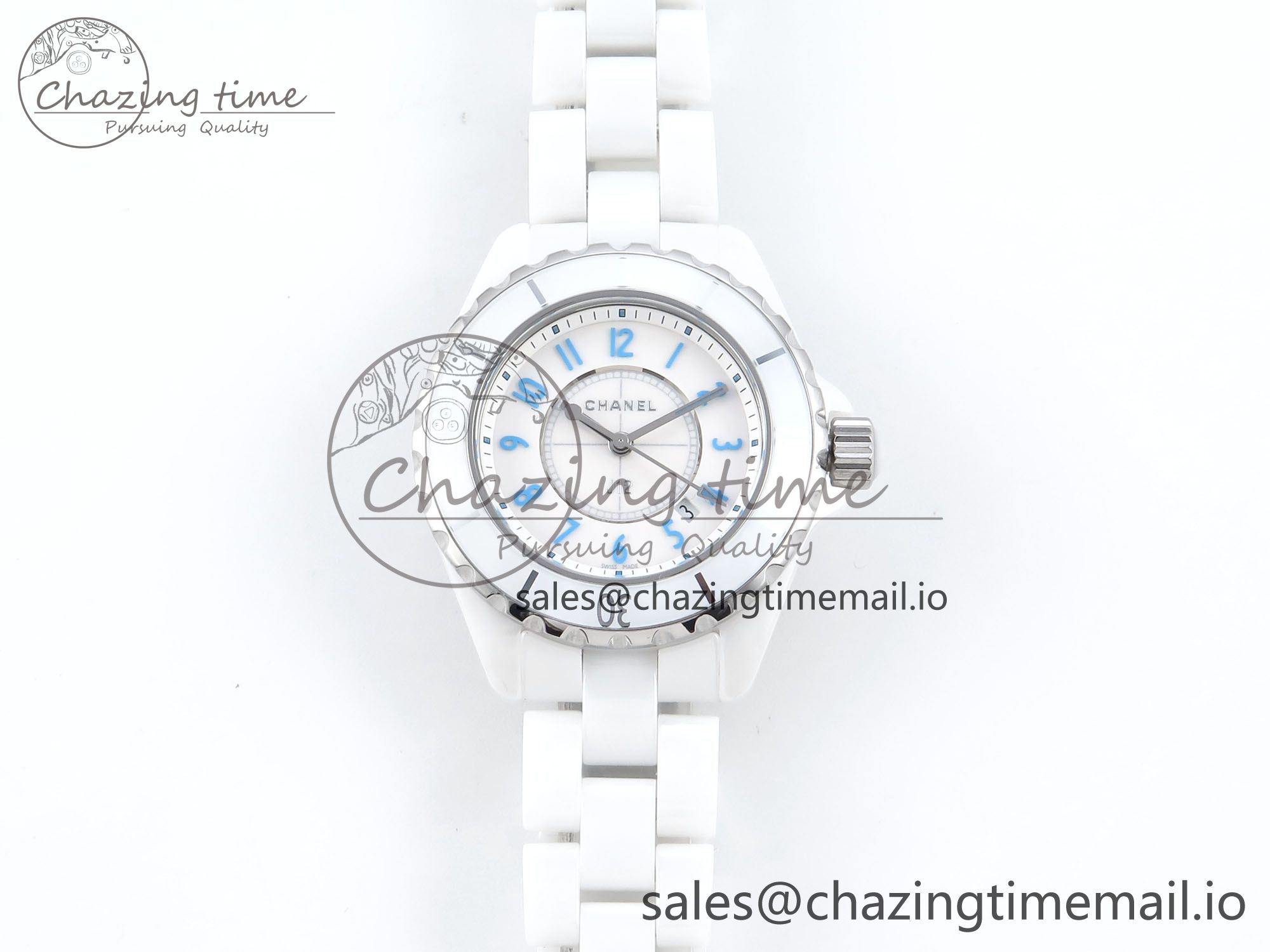 [EAST공장]샤넬 J13 33mm White Ceramic White/Blue Dial on Bracelet Swiss Quartz
