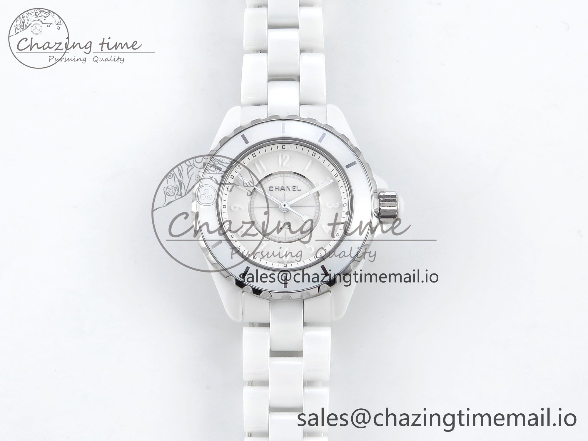 [EAST공장]샤넬 J13 33mm White Ceramic White Dial Numbers Makers on Bracelet Swiss Quartz