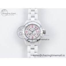 [EAST공장]샤넬 J13 33mm White Ceramic Pink Dial Diamonds Makers on Bracelet Swiss Quartz