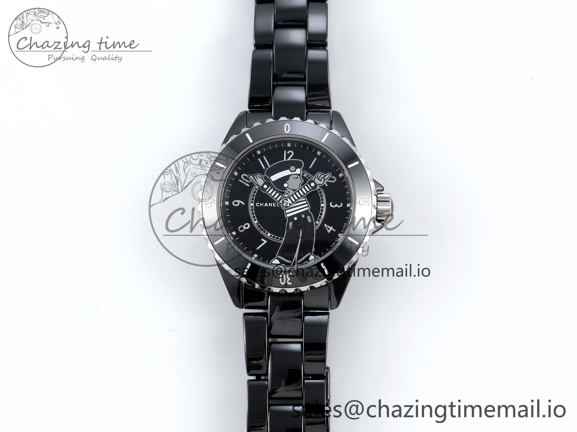 [EAST공장]샤넬 J13 33mm Black Ceramic  Black Boy Pattern Dial on Bracelet A12.1