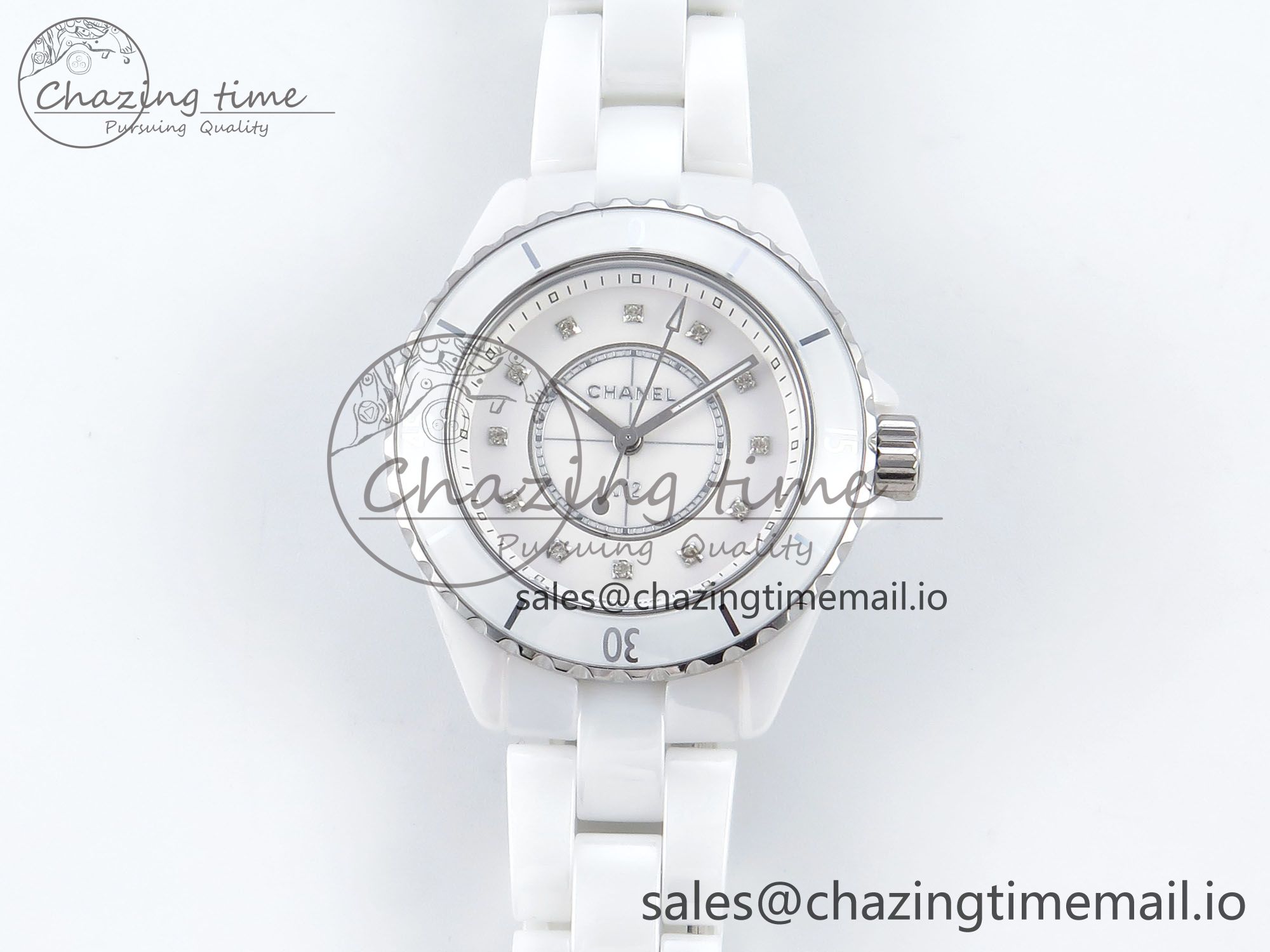 [EAST공장]샤넬 J13 33mm White Ceramic White Diamonds Dial on Bracelet Swiss Quartz