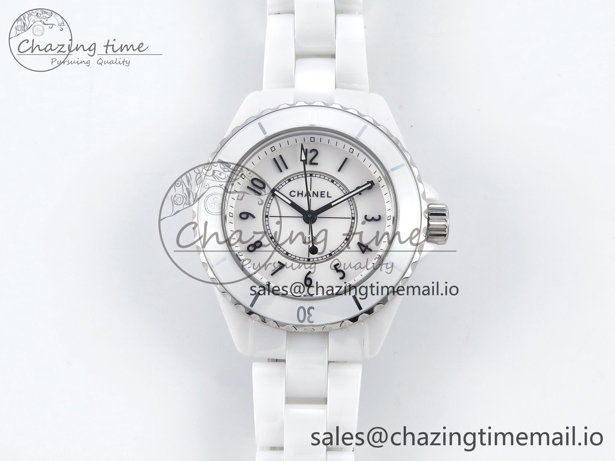 [EAST공장]샤넬 33mm White Ceramic  White Dial on Bracelet Swiss Quartz