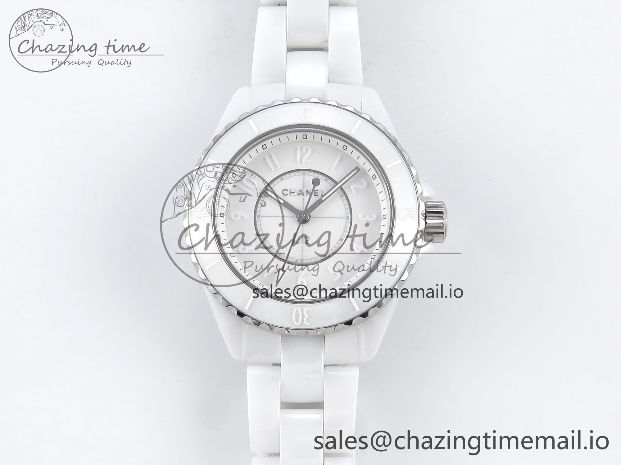 [EAST공장]샤넬 J13 33mm White Ceramic White Dial Numbers Makers on Bracelet Swiss Quartz