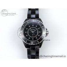 [EAST공장]샤넬 J13 33mm Black Korea Ceramic Diamonds Markers Dial on Bracelet Swiss Quartz