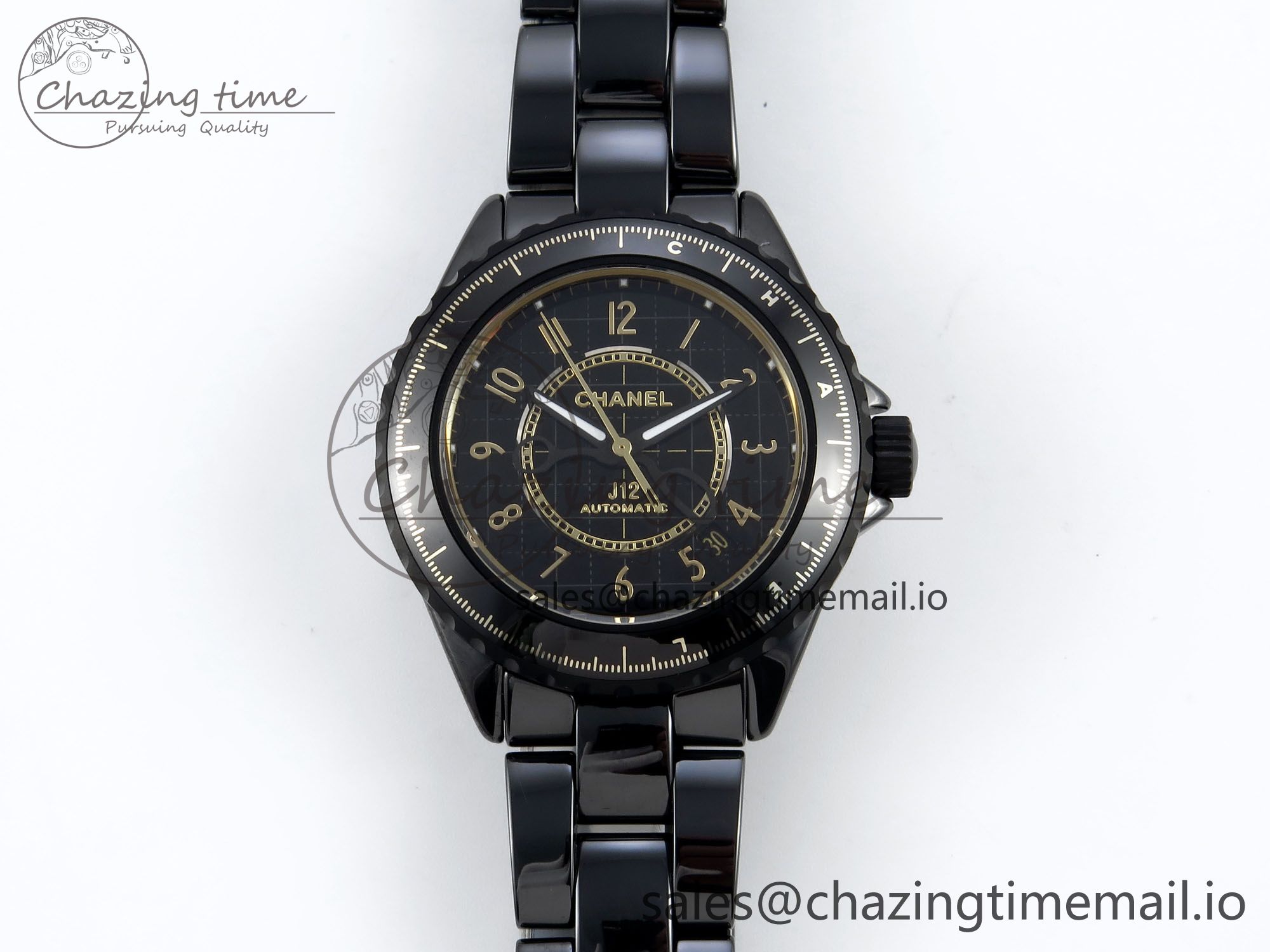 [EAST공장]샤넬 J13 33mm  Black/YG Plaid Dial on Bracelet A12.1