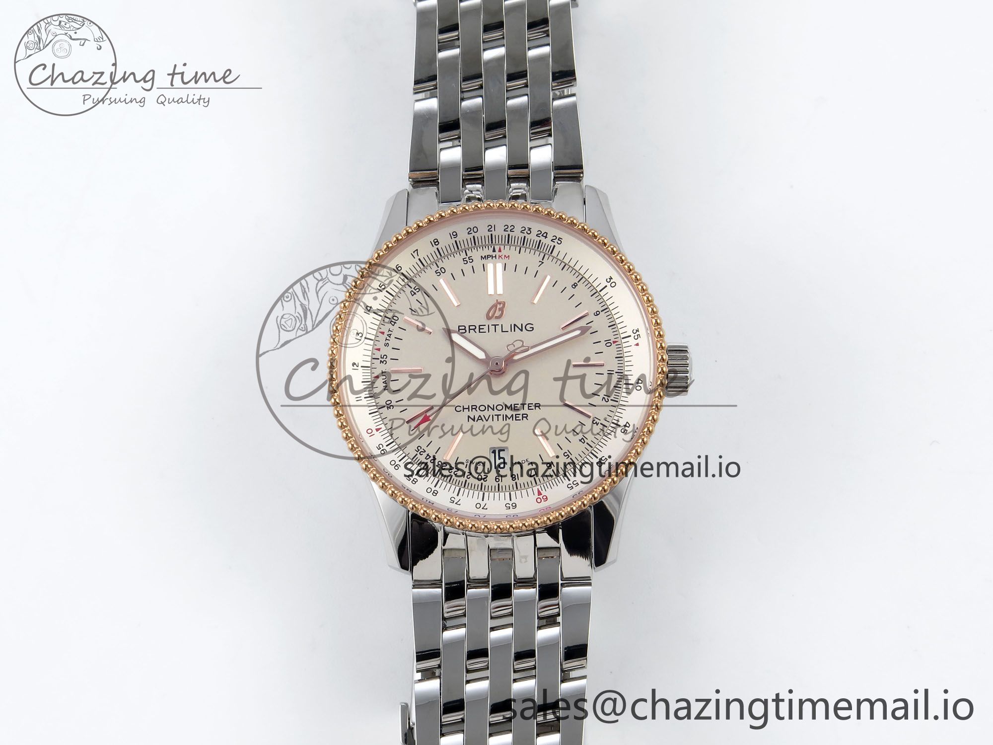 [TF공장]브라이틀링 Navitimer 1 SS 38mm RG Bezel White Dial on SS Bracelet A2824