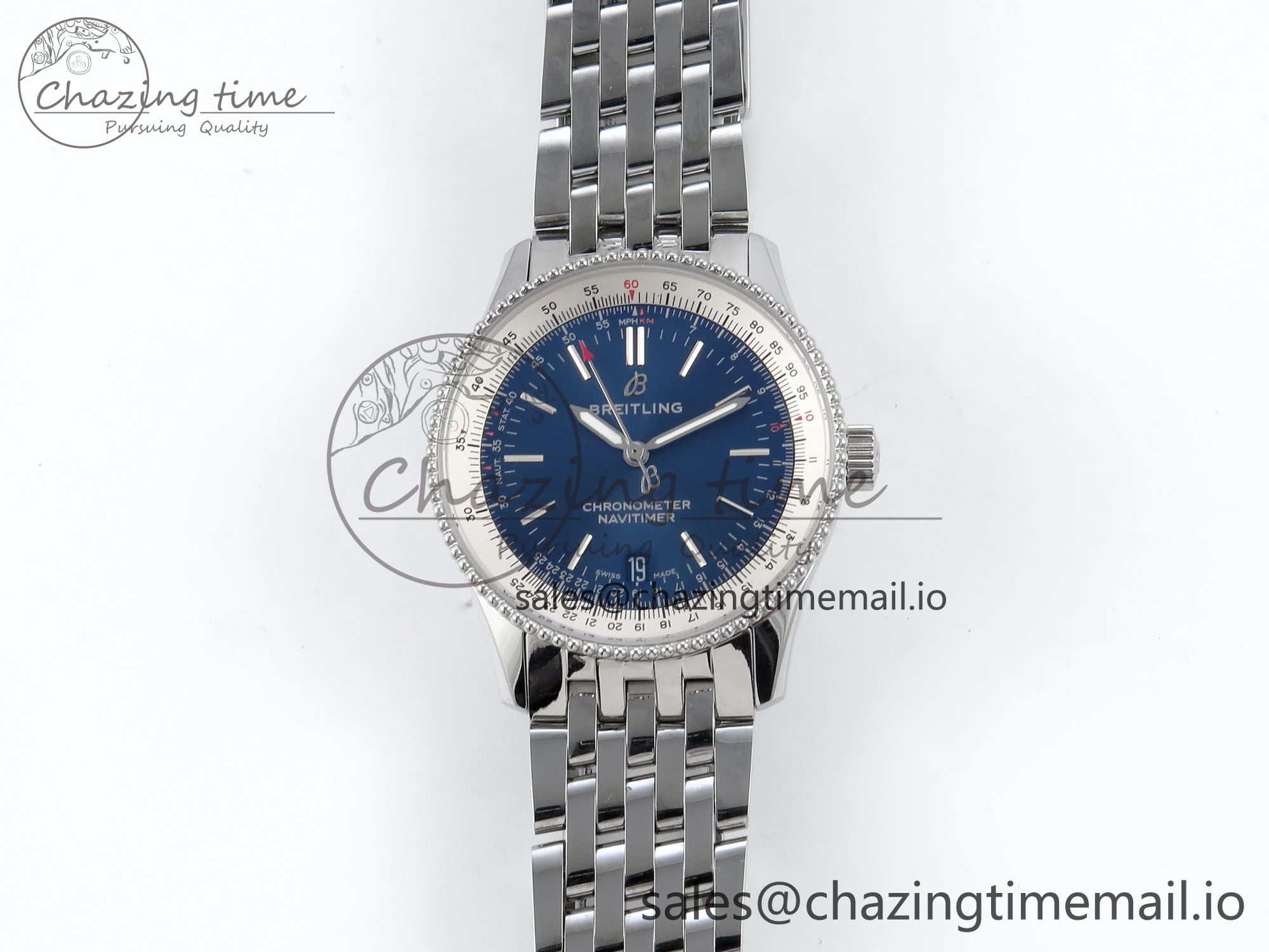 [TF공장]브라이틀링 Navitimer 1 SS 38mm White Bezel Blue Dial on SS Bracelet A2824