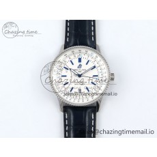 [TF공장]브라이틀링 Navitimer 1 SS 41mm White Bezel White Dial on Blue Leather Strap A2824