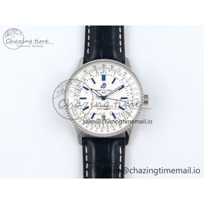 [TF공장]브라이틀링 Navitimer 1 SS 41mm White Bezel White Dial on Blue Leather Strap A2824
