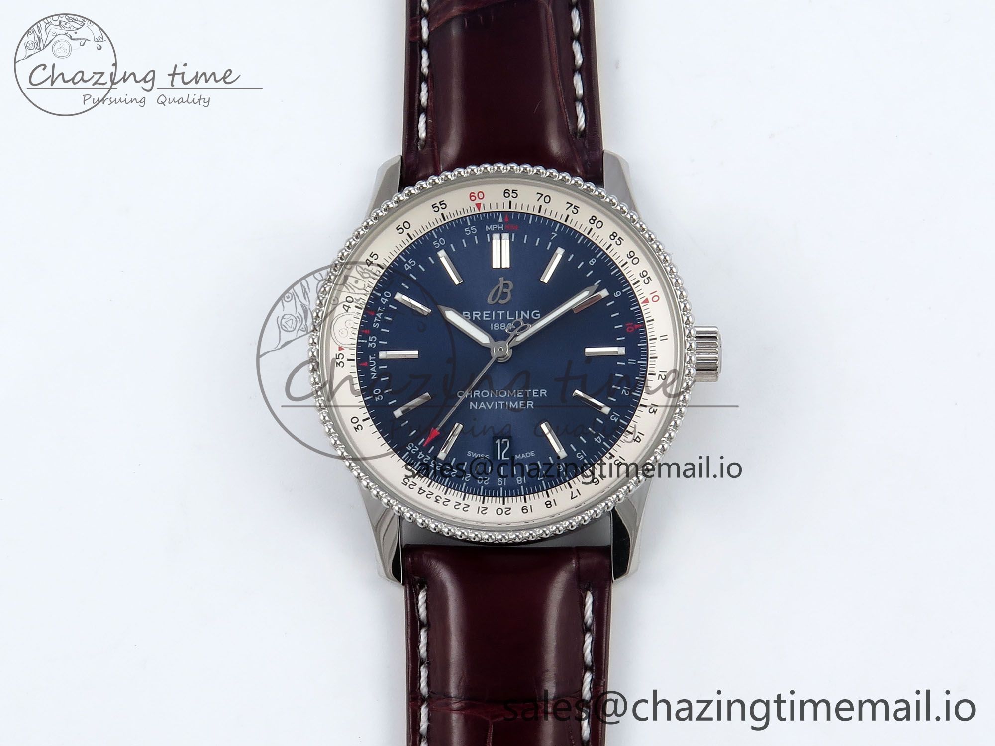 [TF공장]브라이틀링 Navitimer 1 SS 41mm White Bezel Blue Dial on Brown Leather Strap A2824