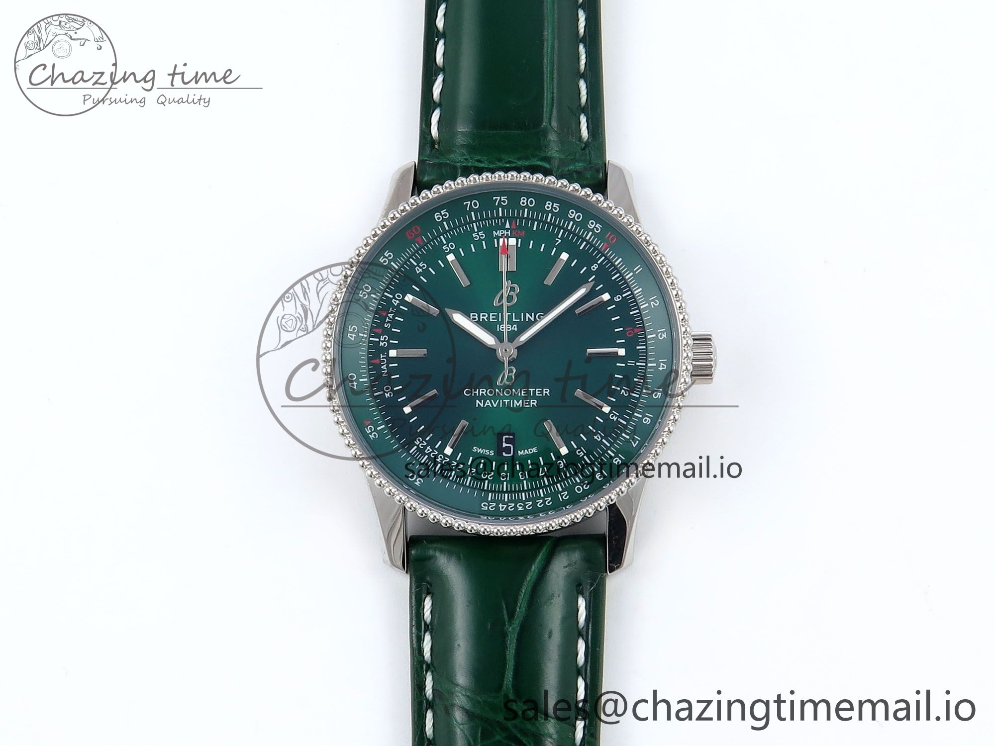 [TF공장]브라이틀링 Navitimer 1 SS 41mm Green Bezel Green Dial on Green Leather Strap A2824